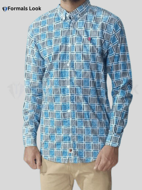 Casual Shirts Sky & Black Check